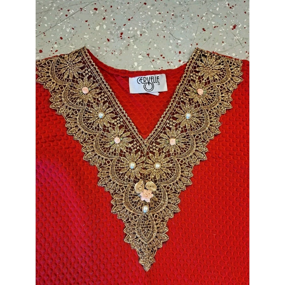 Cervelle Vintage Tacky Ugly Christmas red‎ Shirt sweater Sz M.